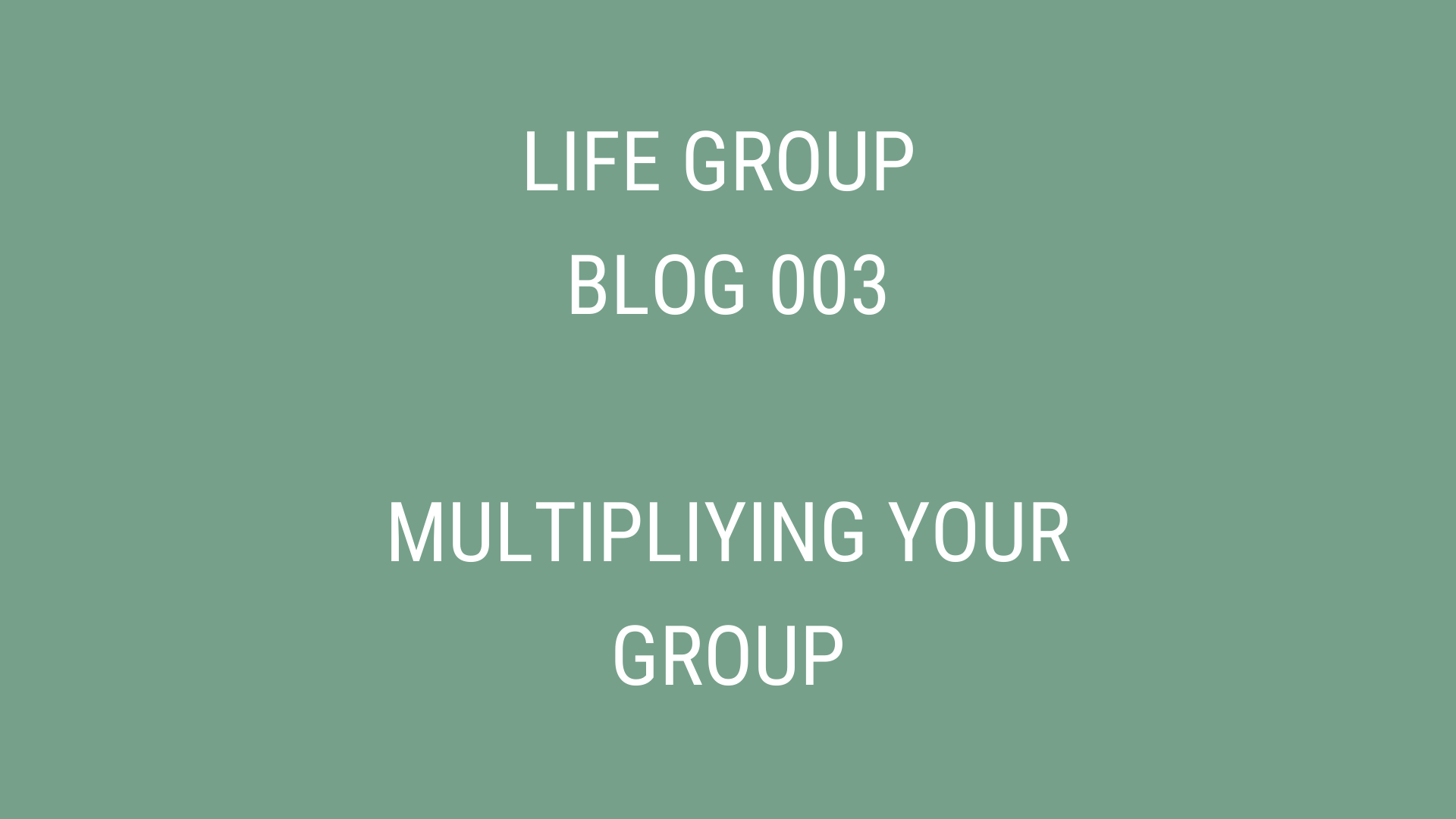 Blog | Multiplying Your Life Group